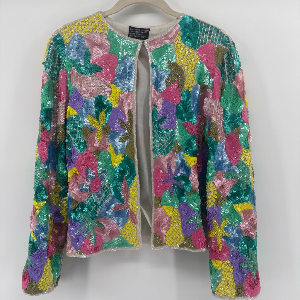 Source Unknown Multicolor Sequin Open-Front Jacket